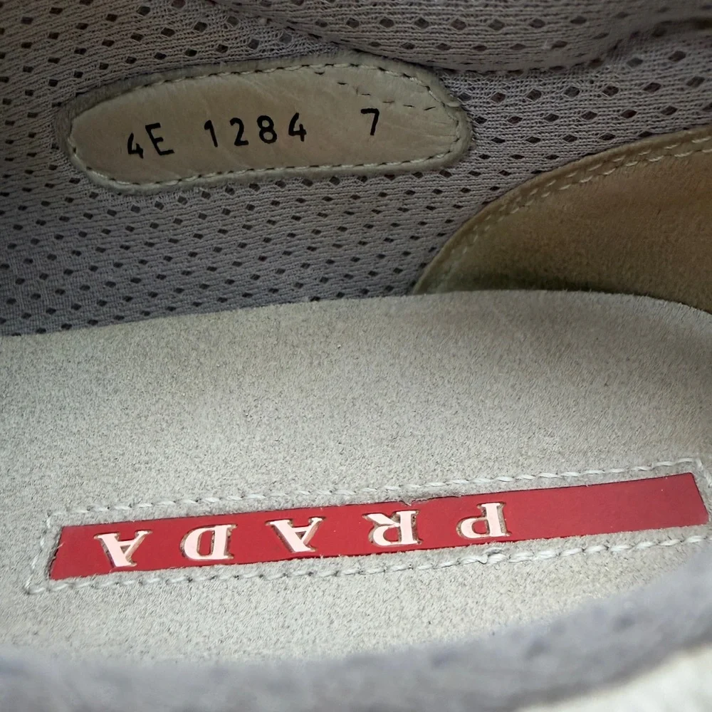Prada Sport Sneakers Grey White Suede Leather Women’s 10.5 - Picture 8 of 11